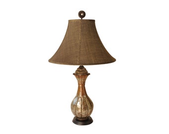 Vintage Tinned Copper Table Lamp - Egyptian Mid Century Hammered Copper Lamp with Geometric Detail - Middle Eastern Boho Chic