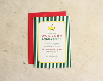 children's birthday party invitation OR adult masters viewing party - masters / golf / tee time party - digital file OR printed invitations