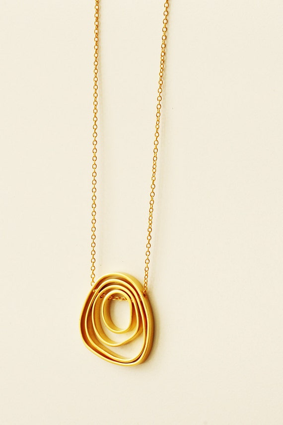 Solid gold pendantreal gold necklacelayered gold