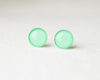 BUY 2 GET 1 FREE Mint Green Glass Stud Earrings