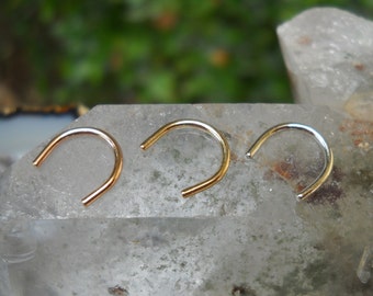 Septum Retainer - Retainer Piercing - Nose Retainer - 14K Solid Rose/Yellow Gold - 20-16 Gauge 7mm Inner Diameter