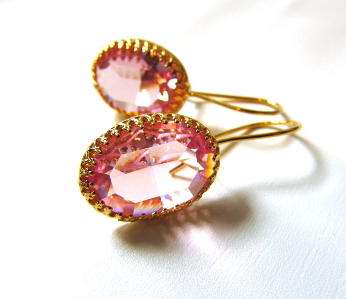 Pink Swarovski Crystal Earrings Blush Pink Earrings Regency