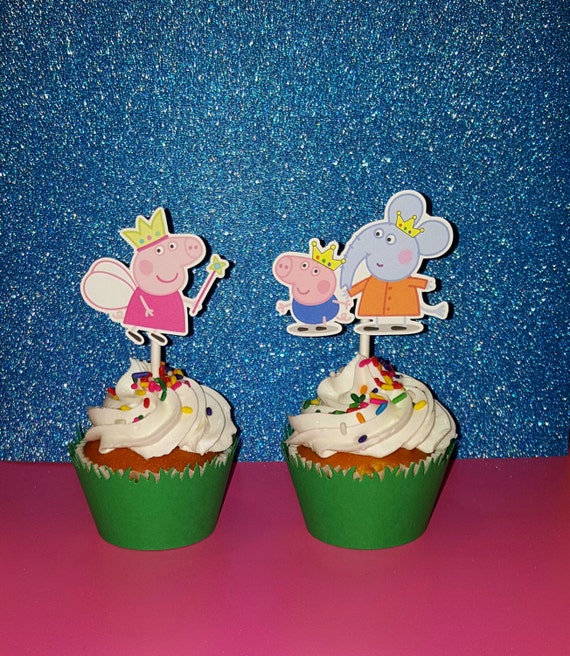 12 Peppa Pig Cupcake Toppers Peppa Fairy Princess Peppa