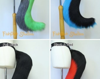 Standard Wolf Fursuit Cosplay Tail - Black and White or with Rainbow - Great for Costumes canine dog kitty cat neko