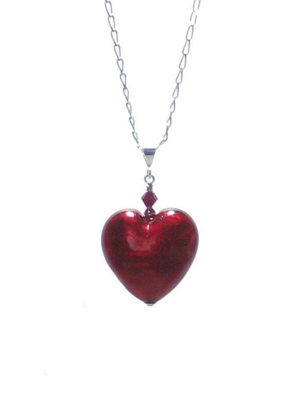 Murano Glass Red Heart Pendant Venetian Glass Jewelry by JKCJewels