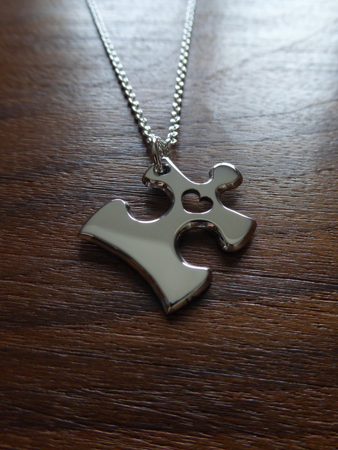 Silver Jigsaw Puzzle Piece Necklace Pendant