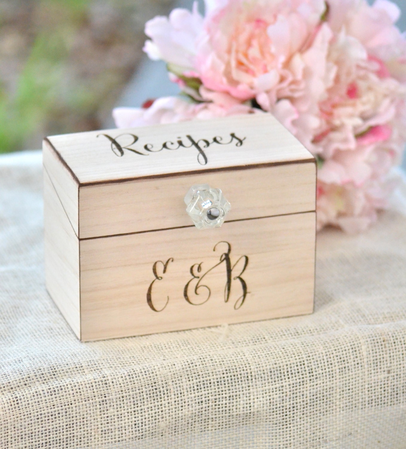 Personalized recipe box wooden recipe box home decorations