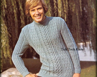 No.93 PDF Vintage Knitting Pattern Men's Mock by TickTockKnits