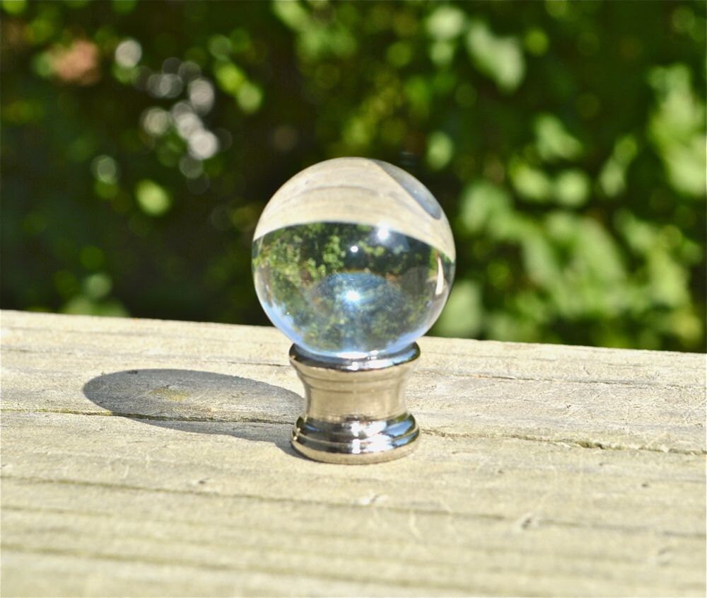 Clear Glass Crystal Ball Finial with Chrome Another Classic