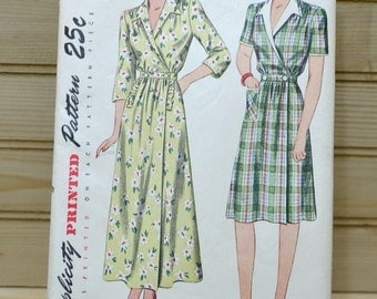 Vintage Simplicity Pattern #2157 1940's Women Housecoat House Dress Uncut Factory Fold Made in USA Sewing Supply Collectible