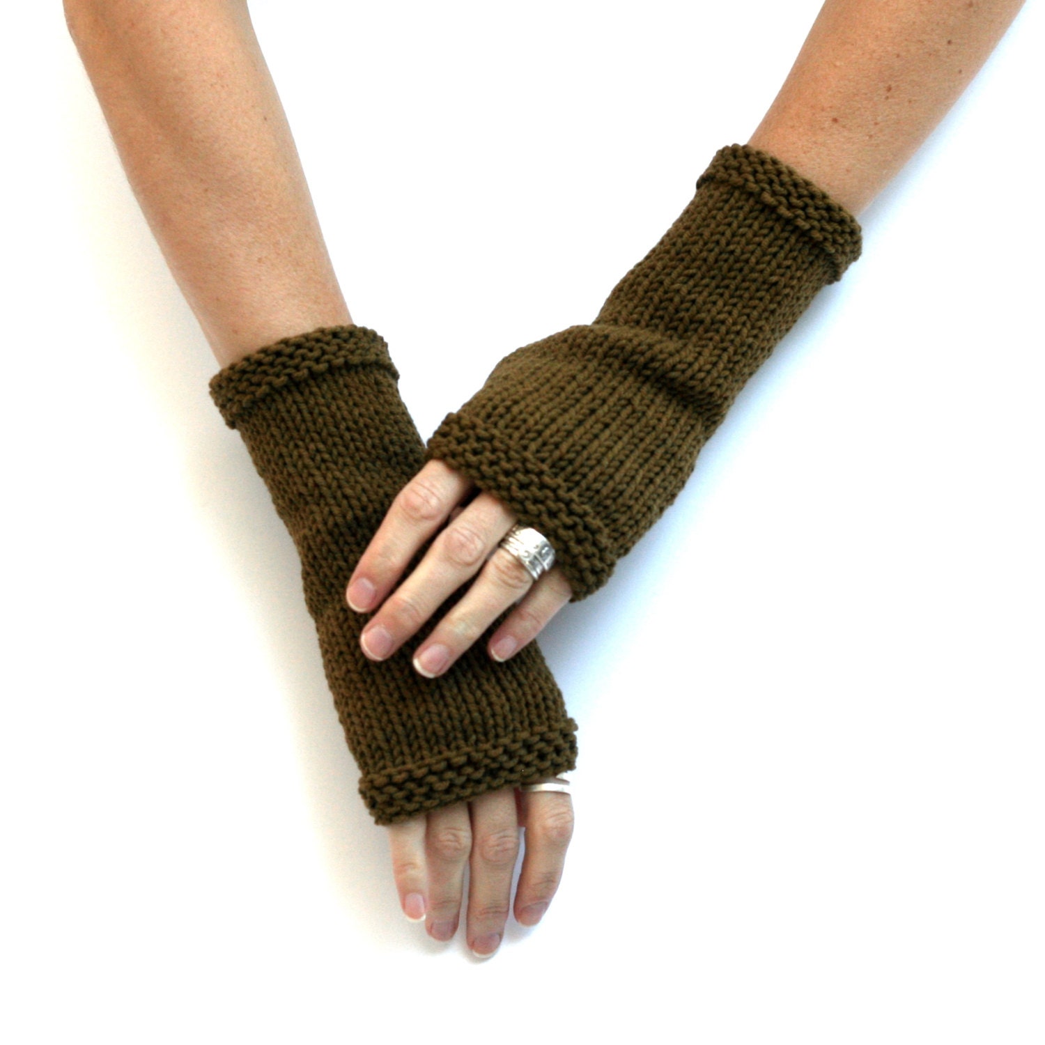MORE COLORS Basic Cotton Mitts Hand Knit Fingerless Gloves