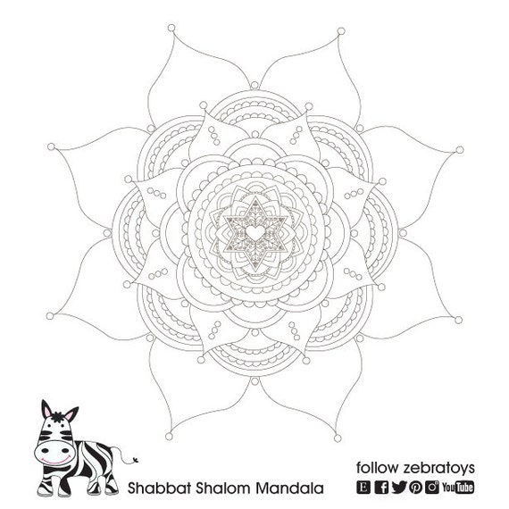 Download Shabbat Shalom Mandala-Shabbos-Jewish prayer-Coloring