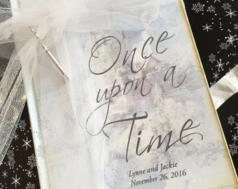 Holiday Wedding Guest book Once Upon a Time Fairy Tale Castle, vintage sign-in book