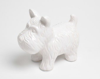 FREE SHIPPING - The White Dog - White Table Top Dog Decoration - Kids Room Decor Animal Statue - Faux Taxidermy Schnauzer Table Top Figurine