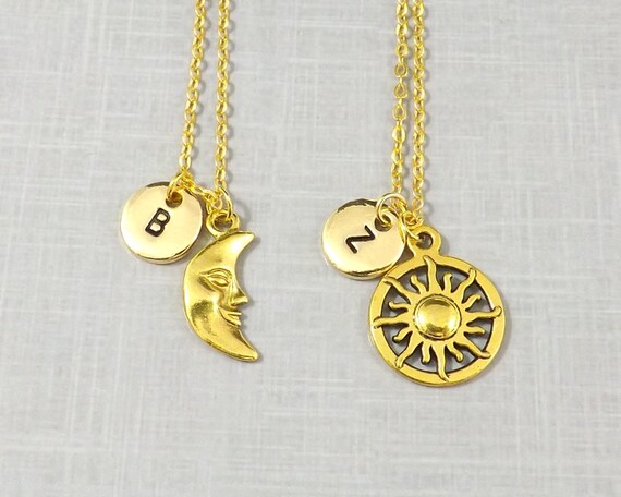 Gold Sun And Moon Necklaces Best Friend Necklace 