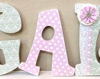 Custom Nursery Letters- Baby Girl Nursery Decor- Personalized Name- Wooden Hanging Letters - Nursery Wall Letters- The Rugged Pearl