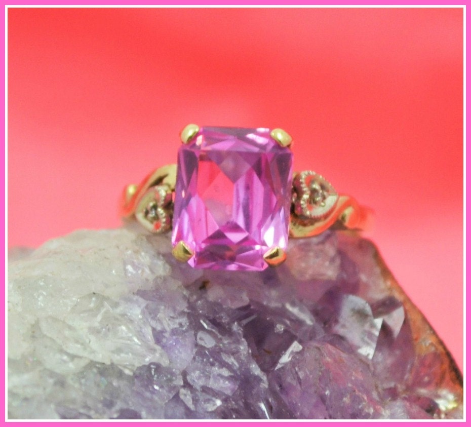 Pretty Pink Ice Stone with Diamond Accents Set in 10K Gold