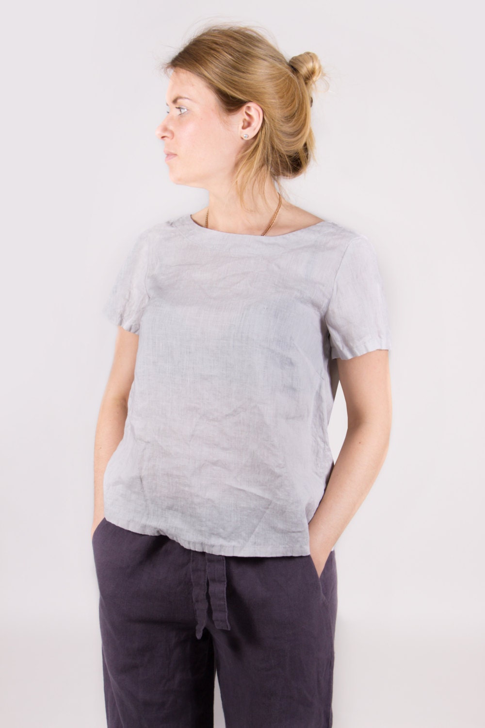 women's short sleeve linen shirts