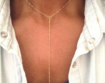 Lariat Necklace Lariat Choker Gold Lariat Necklace Gold Lariat Choker Y Necklace Dainty Lariat Necklace Birthday Gift NOW in STERLING SILVER