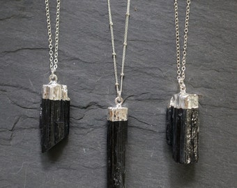 Raw Tourmaline // Tourmaline Necklace // Raw Tourmaline Necklace // Tourmaline Pendant // Silver Tourmaline // Black Tourmaline