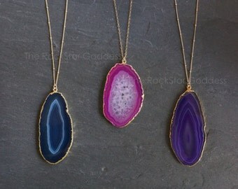 Geode Necklace // Agate Necklace // Select Color // Druzy Necklace // Druzy Jewelry // Agate Slice