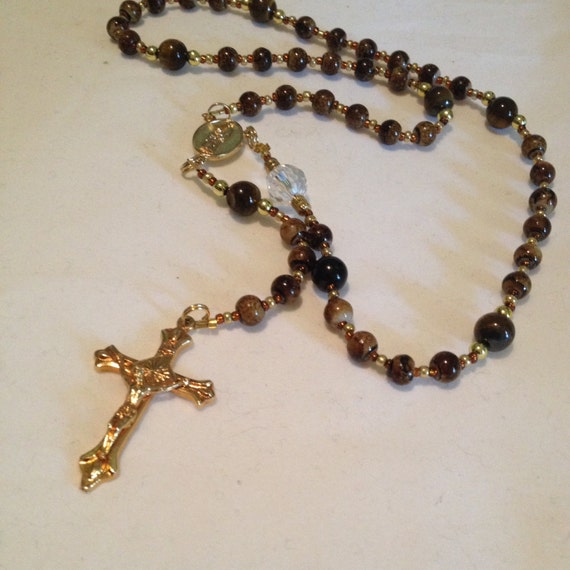 Lutheran /Protestant Rosary in variegated browns