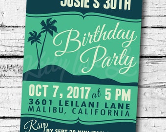 PRINTABLE Hawaii Five-0 50th Birthday Party Invitation Digital