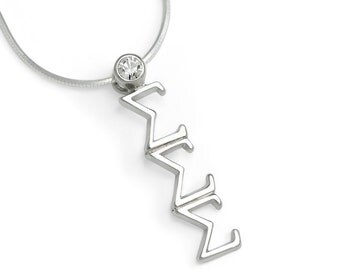 Sigma Sigma Sigma Sterling Silver Lavaliere with Swarovski Clear Crystal // ΣΣΣ Sorority Jewelry // Sorority Gifts // Lavalier // Greek life