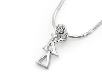 Pi Kappa Alpha Sterling Silver Lavaliere Pendant Set With CZs - 18" Chain, Greek Jewelry Gift - View #4