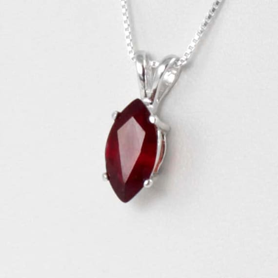 Natural Ruby Necklace Sterling Silver / Ruby Silver Necklace