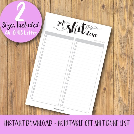 Printable Get Shit Done List 2 To Do List Weekly Planner