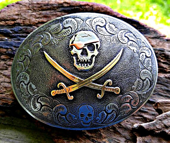 Jack Rackham Buckle Pirate Flag Buckle by BluegrassEngraving