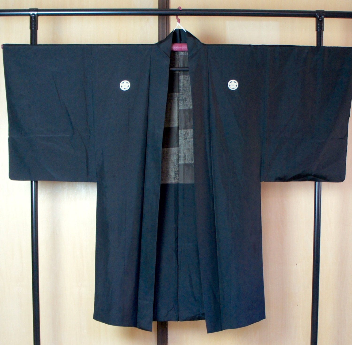 Japanese silk Haori black for men Vintage kimono jacket men