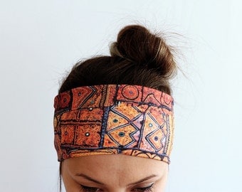 Ethnic Boho Headband unique gift for her Headband Workout headband Running Fitness Headband Yoga Headband Print Headbands Y48