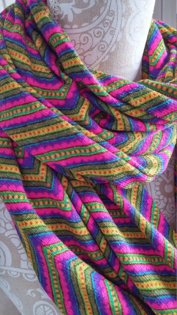 Sweater Knit Chevron Print Infinity Scarf scarf Women