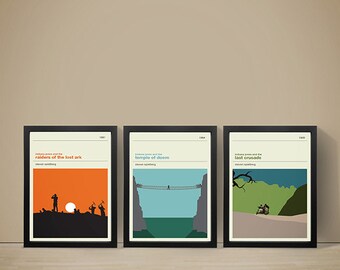 Indiana Jones Movie Posters - Set of Prints, Movie Prints, Film Poster, Indiana Jones Poster, Retro Poster