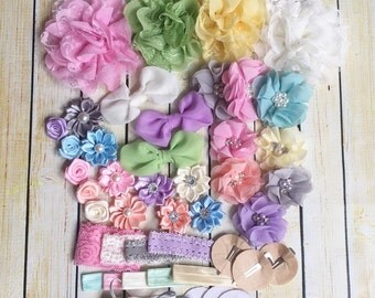 Pastel and Lace headband DIY headband kit - baby shower headband station - diy baby headband kit