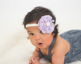 Lavender Lace Headband, Lace Baby Headband, Lavender Baby Headband, Newborn Photo Prop, Baby Shower Gift, Lace Flower Headband, Newborn