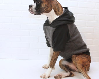 Dog Hoodie Large Dog Sweater Clothing for Girl/Boy in Black and Grey