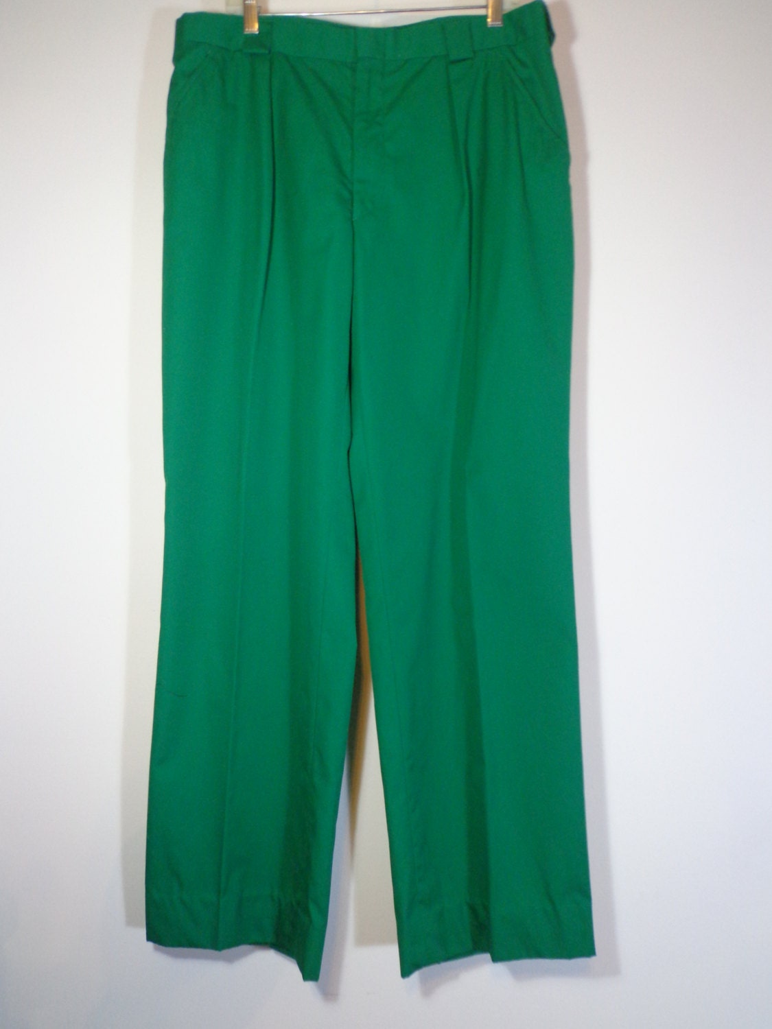 Solid Green True Vintage 80s Mens Golf Fashion Pants Retro
