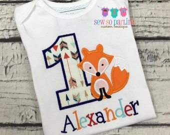 1st Birthday Fox Shirt - Woodland Birthday Shirt - Baby Boy Fox Birthday Outfit - Tribal first Birthday shirt - Tribal Fox Birthday Shirt