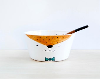 Ceramic bowl, Ceramic FOX bowl, Pottery fox bowl, Ceramics & pottery, Cute bowl, Cute kawaii ceramics, Noe Marin, noemarin ceramics modern
