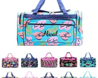 Monogrammed Large Kids Duffle Bag 23" Personalized Monogram Name Embroidered Sports Gym Cheer Luggage Travel Girls Pink Mint Coral Navy Blue