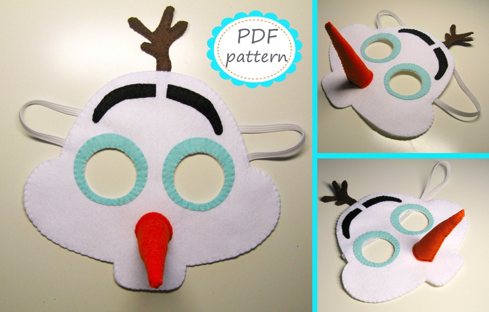 pdf pattern snowman olaf felt mask sewing tutorial instruction