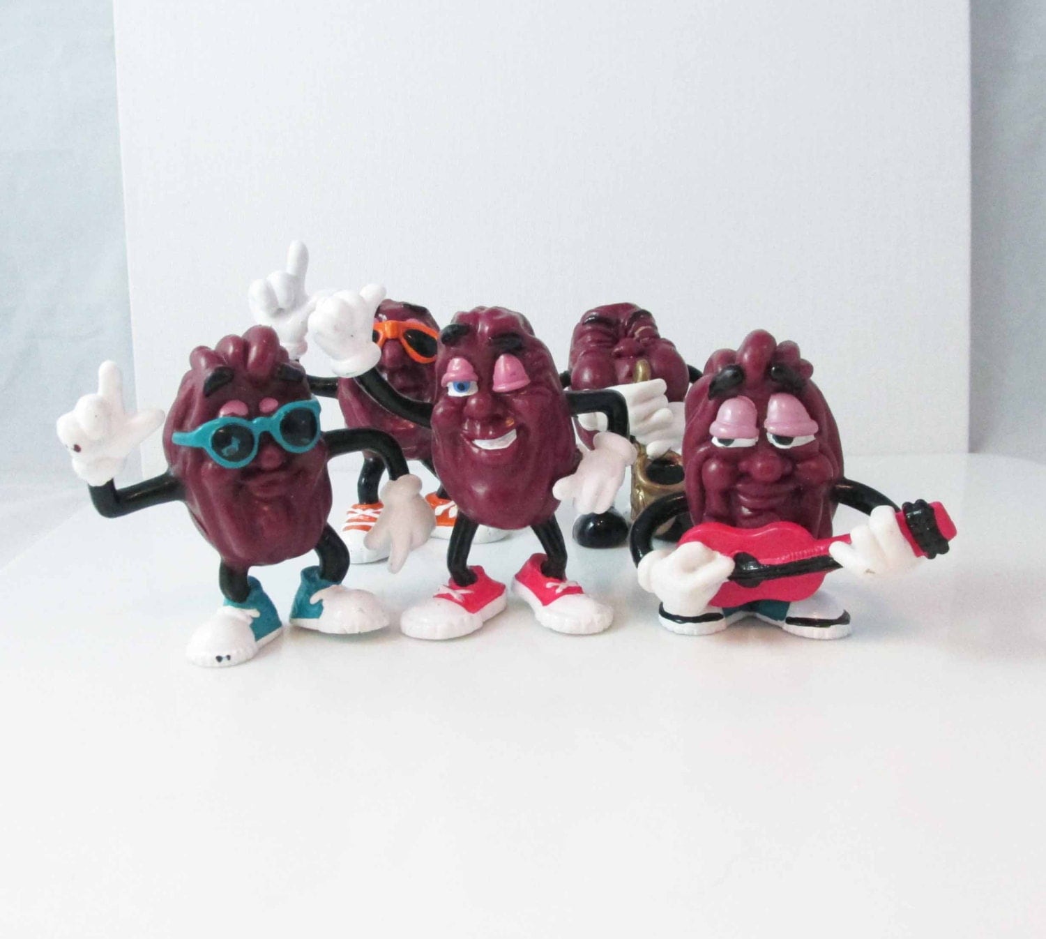 California Raisins Toy Figures Lot of 5 1980s Vintage 2.5