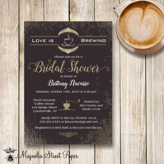Coffee Themed Bridal Shower Invitations 2