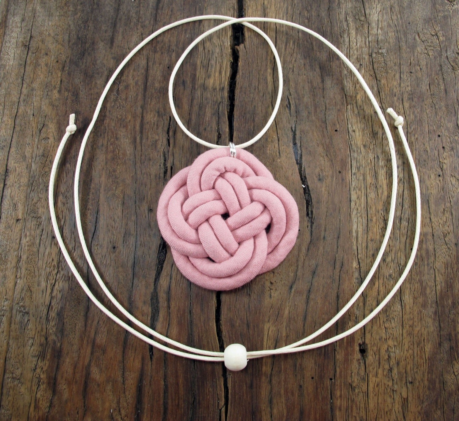Infinity knot necklace Handmade Fabric cord Unique knot