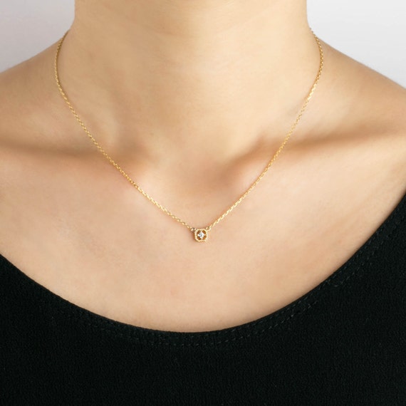 14k gold diamond necklace diamond floating necklace tiny