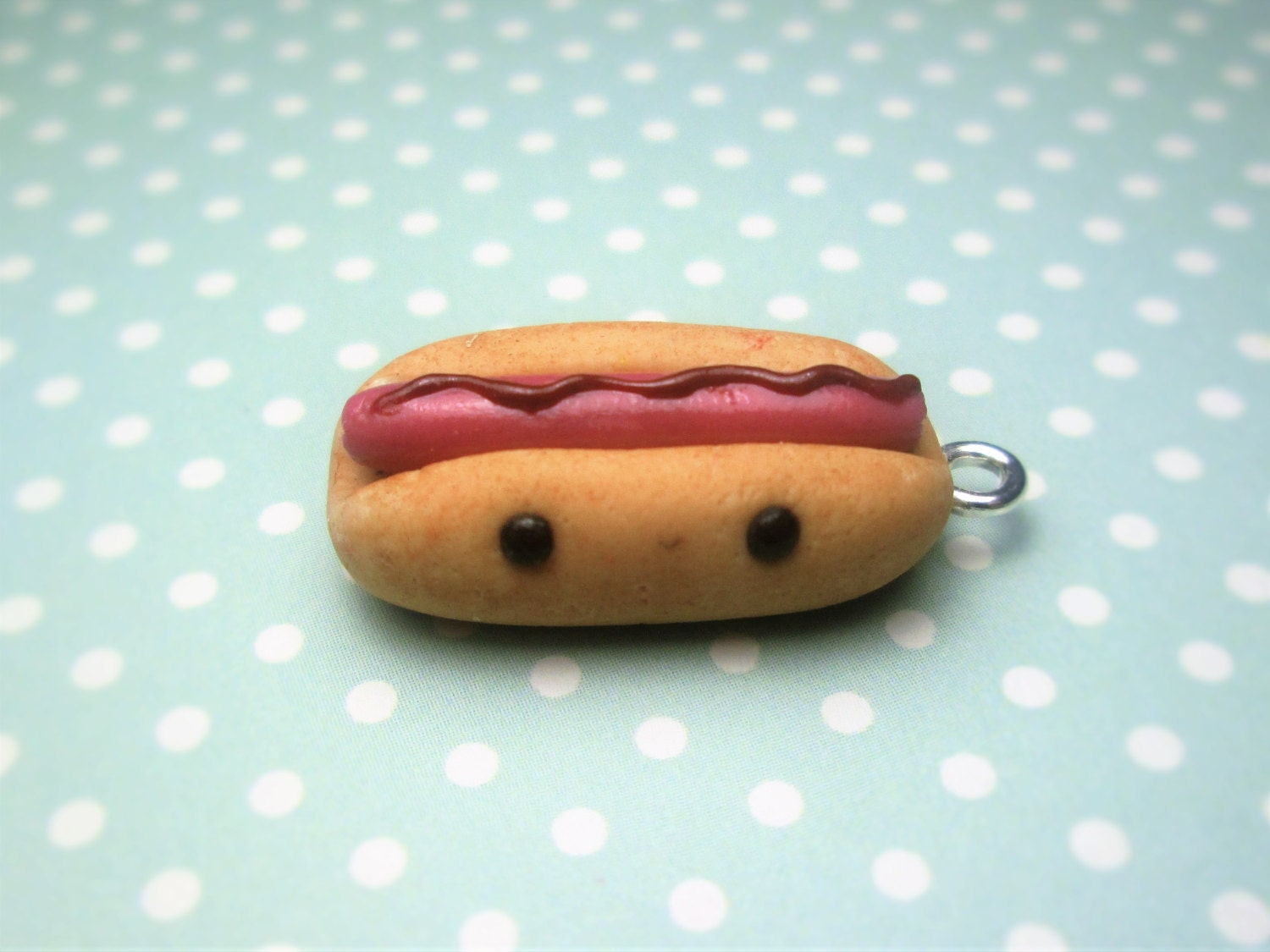 Kawaii hot dog polymer clay charm