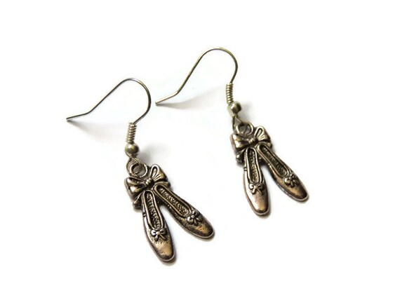 Shoe+Danglers Silver Ballet Shoe Dangle Earrings Novelty Silver Sparkle Charms ...